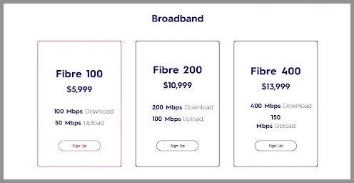 Une capture d'écran des plans d'accès Internet de Digicel en Jamaïque offrant des vitesses de téléchargement relativement faibles pour les Américains typiques...