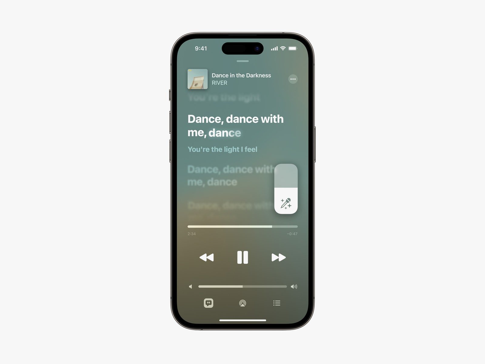 iPhone affichant les paroles des chansons sur l'application Apple Music