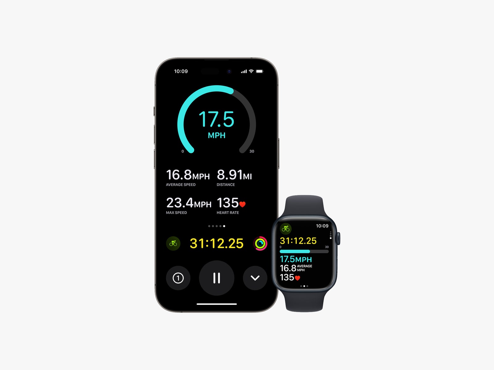 Apple iPhone et Apple Watch affichant la fonction Live Workout