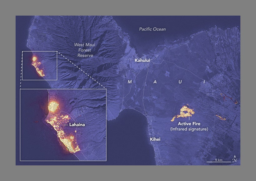 Carte des incendies de Maui