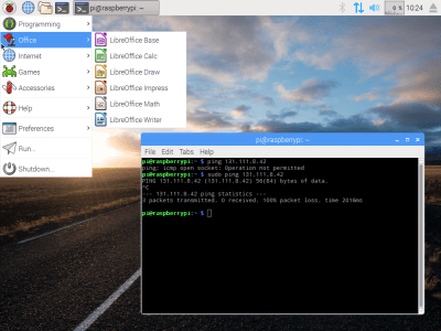 Capture d'écran du premier bureau i386 Pi