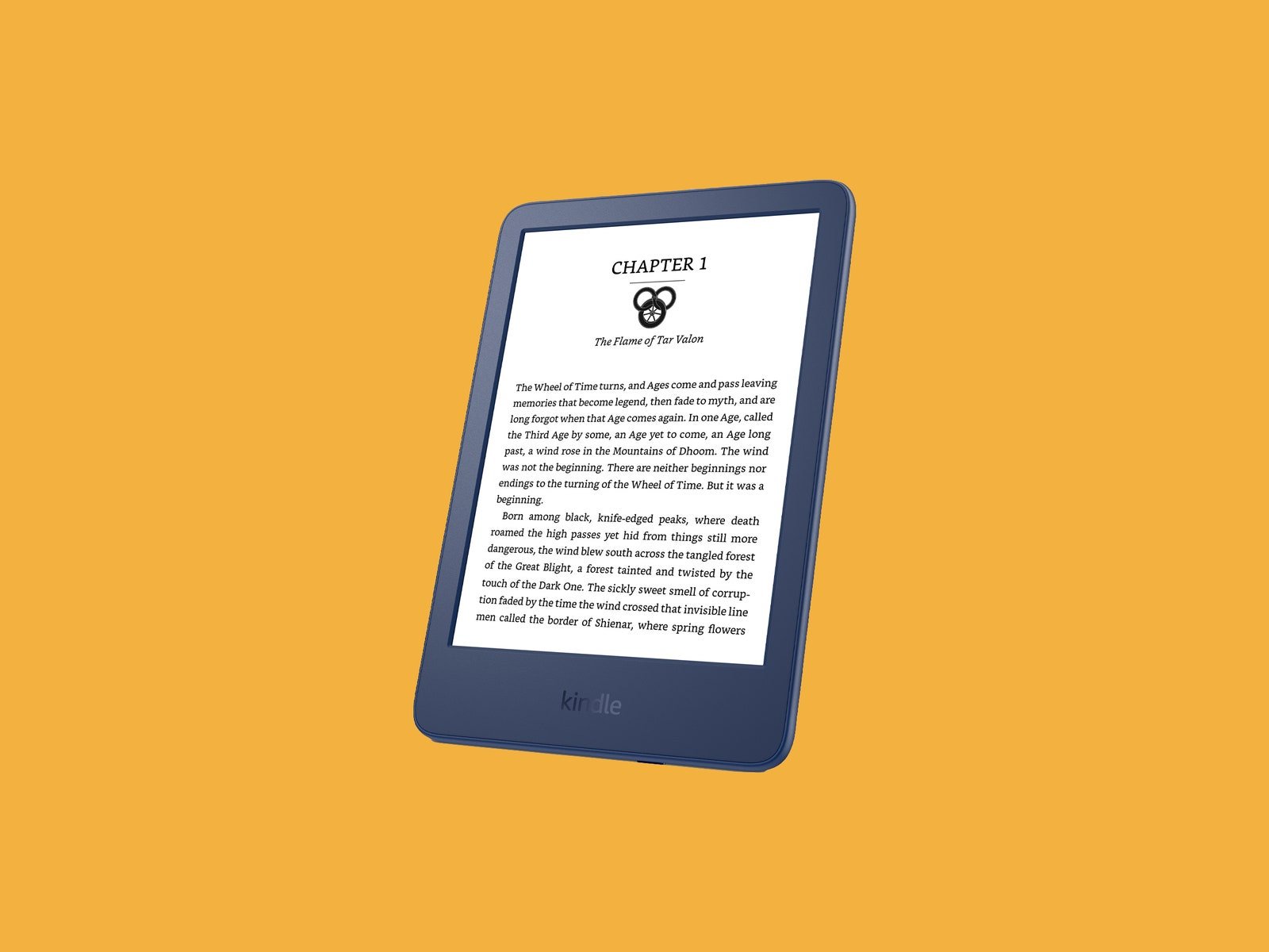 Amazon Kindle 2022 sur fond jaune