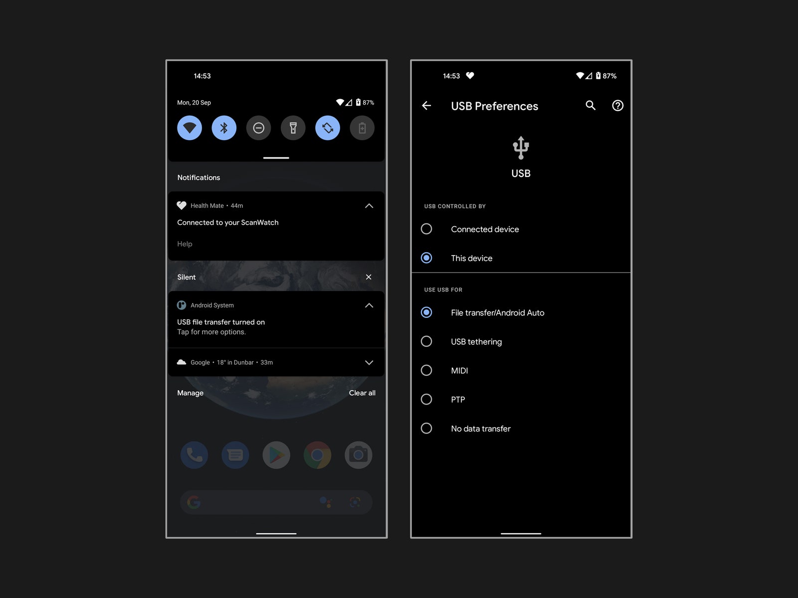 Captures d'écran de sauvegarde Windows Android