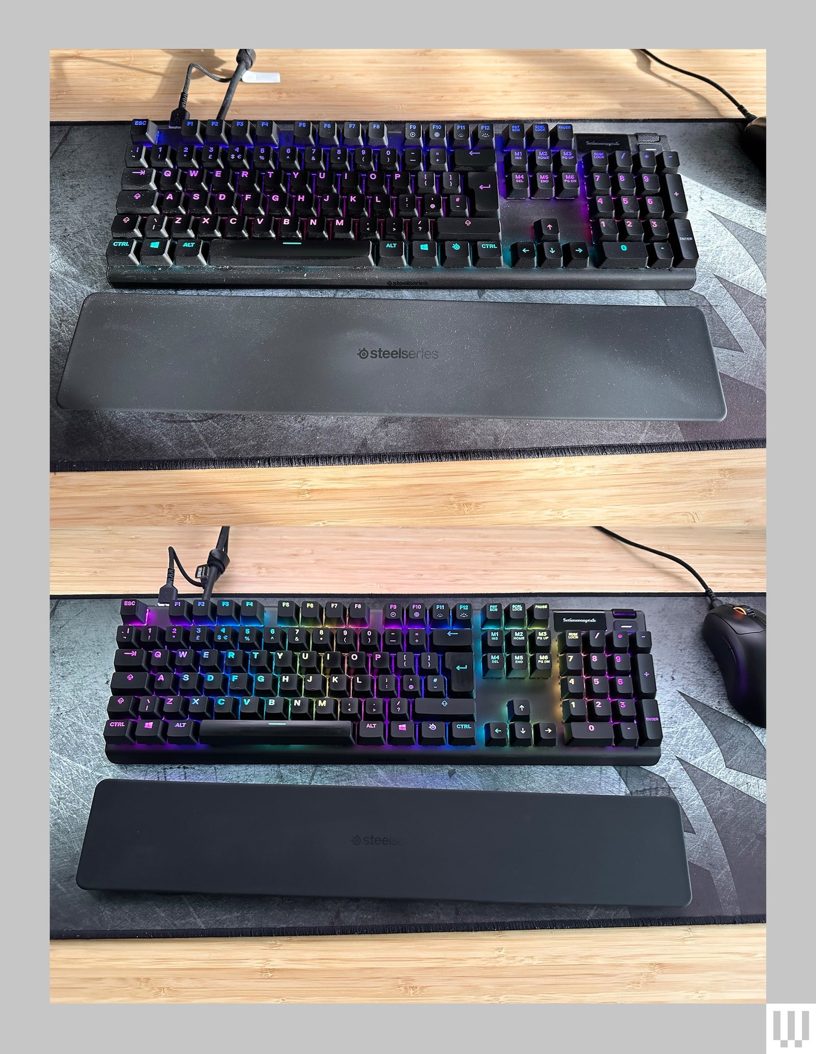 Comparaison entre un clavier d'ordinateur sale et un clavier d'ordinateur propre